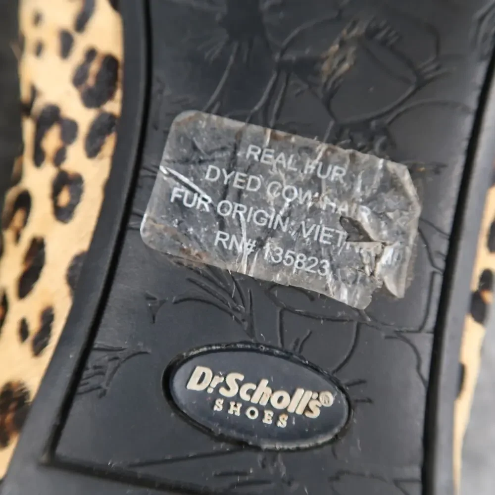 Dr Scholls Shoes Womens 9 Ballet Flats Animal Print Fur Slip On Round Toe Casual